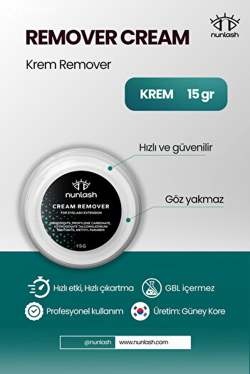 nunlash REMOVER CREAM İpek Kirpik yapıştırıcı krem çıkarıcısı 15gr