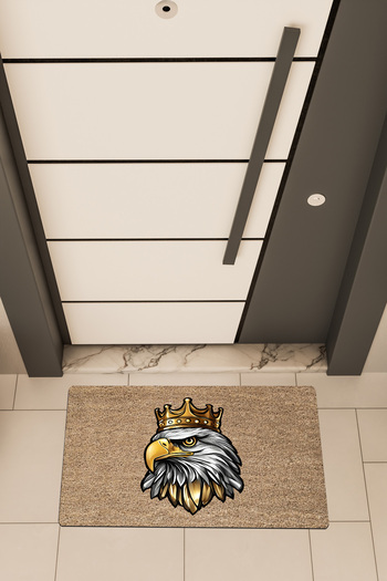 Dormot High Quality Digital Print Brown, Crowned Eagle Themed Door Front Mat