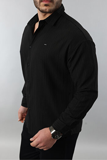 Artı1 Half Oversize Long Sleeve Easy Ironing Sweat Absorbing Breathable Wrap Cloth Men's Shirt