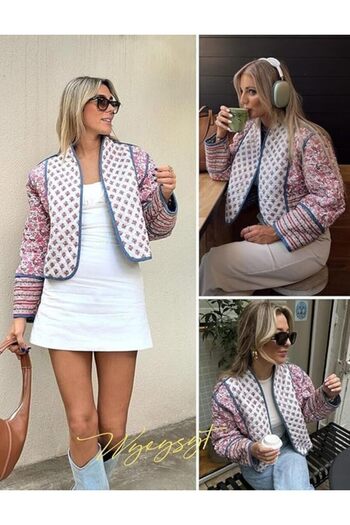 Hatun Atila Printed Quilted Coat - 7648