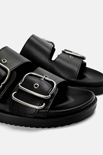 Pull & Bear Flat slider sandals with buckles