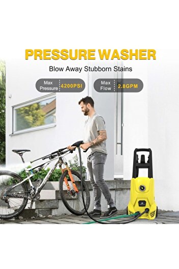 TOSCANA U 1500W Portable High Pressure Automatic Car Washer with 3M Long Hose