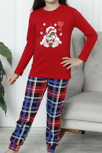 Nicoletta Girl's Long Sleeve Pajama Set Cotton Lycra RED