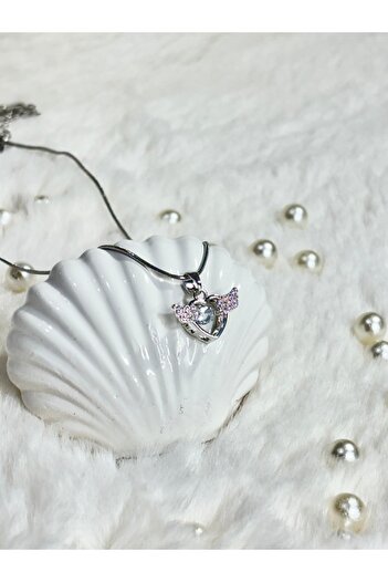 Store Angel Heart Stone Women's Necklace Zircon Stone Plated Necklace