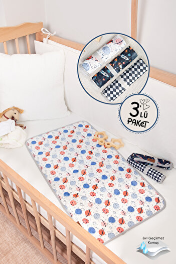 HAMUR Baby Proof 3-Piece Changing Mat, Liquid-Proof Protective Mat, Washable Baby Care Pad