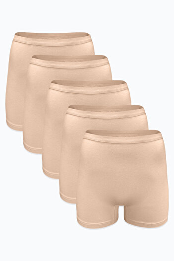 Malabadi Women's 5-Pack Skin Color Non-Marking Modal High Waist Boxers 5m108