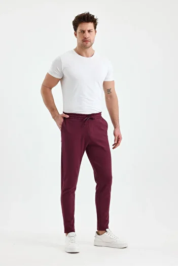 Cavla Collection /9535-Male Straight Leg Jogger Pants - Mauve Wine