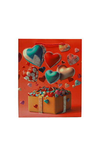 repro design 26x32 см Картонна сумка з блискучим серцевим візерунком - (сумка для подарунків) 1 шт.