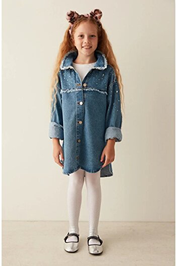 Penti Pretty Kids White Dots Shine Patterned Pantyhose