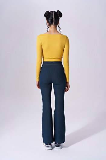 Naar Kadın Slim Fit Uzun Kollu Sarı Body NAAR91321-KOYU SARI