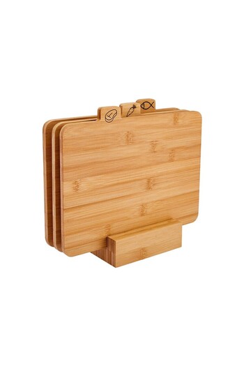 Biandeco Bamboo Cutting Board Set - 3 Piece Cutting Board and Stand - Practical and Hygienic