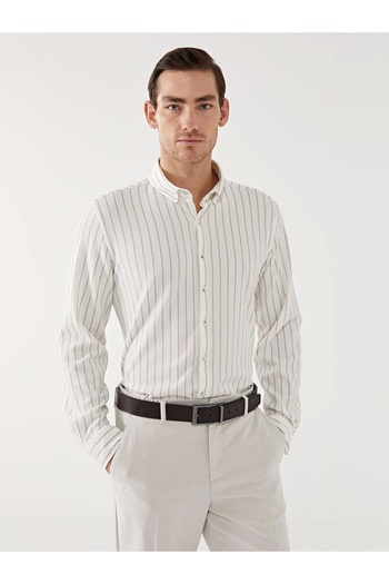 LC Waikiki Men's Slim Fit Long Sleeve Striped Shirt - W4I311Z8