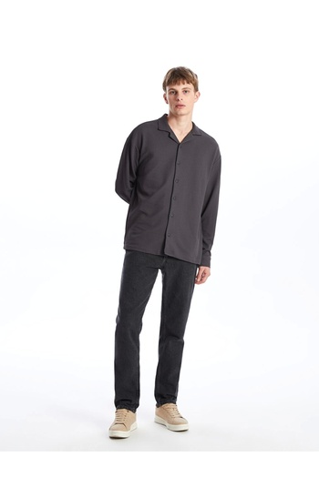 LC Waikiki Lcw Casual Антрацит Regular Fit Довгорукавна чоловіча сорочка з фактурною тканиною