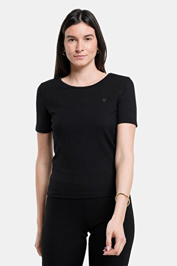 Guess STEFFI SS T-SHIRT Γυναικείο μαύρο μπλουζάκι V5RI04KCLH0-JBLK