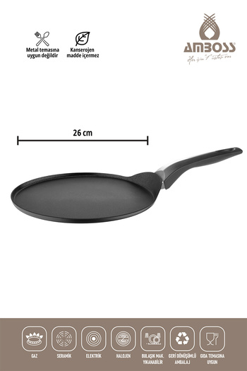 Amboss Mocca 26 Cm Titanyum Kaplama Krep Tavası - Yanmaz Yapışmaz Krep Tavası