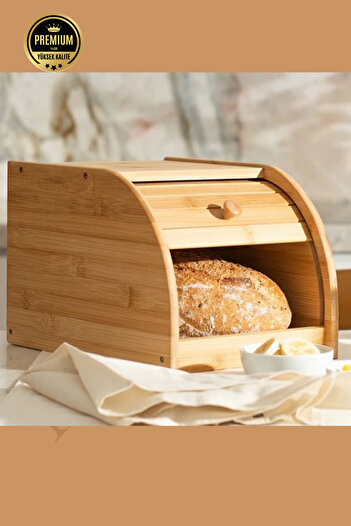 NEWNOW Bamboo Bread Box, Bread Cabinet, Narrow Space Bamboo Bread Holder 27 * 20 cm