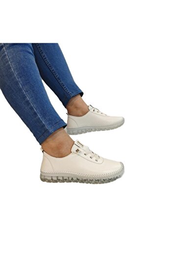 Voyager 9050 White Genuine Leather Transparent Sole Shoes