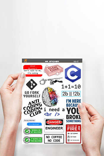 AR Sticker Yazılım & Yazılımcı Temalı Laptop Notebook Tablet Sticker Set 3
