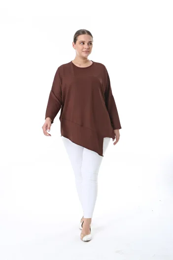 THE CABIN Women's Plus Size Asymmetrical Cut Design Blouse