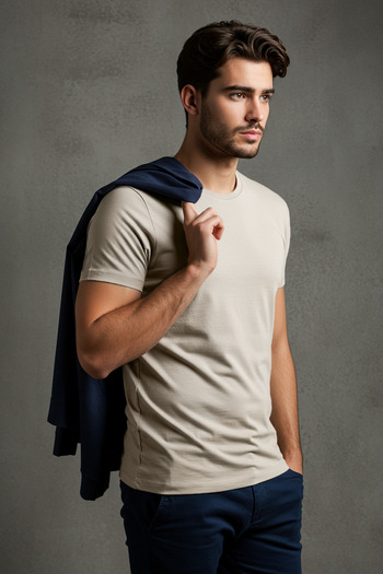 Trendyol Collection Basic Crew Neck Slim Fit T-Shirt - 100% Cotton Tmnss19Bo0001