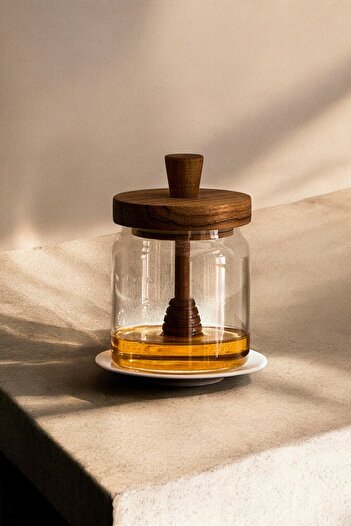 Mirilliahome Acacia Lid Borosilicate Glass Honey Jar