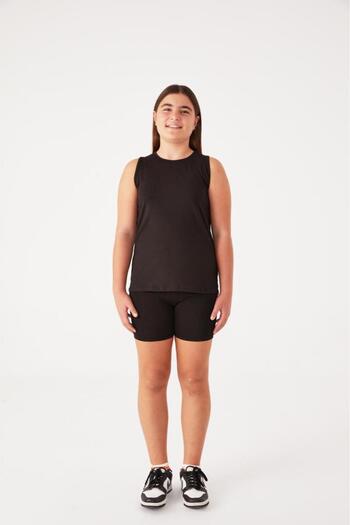 Almila Crew Neck Cotton Basic Kids Zero Sleeve Top 2009