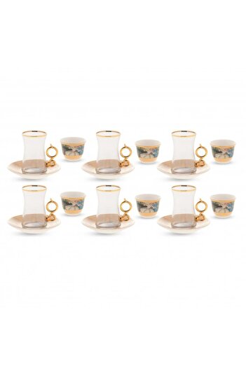 HIC Tea And Coffee Romeo and juliet With Gold 18 Piece