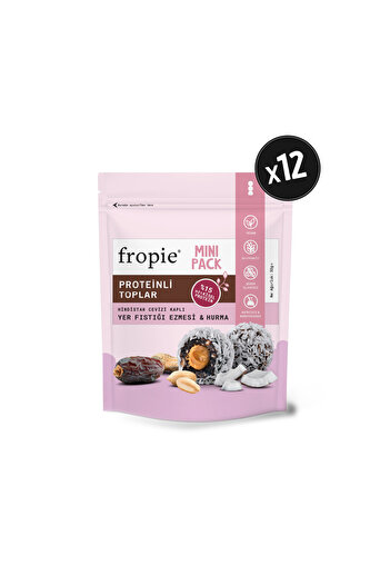 FROPİE Mini Vegan Fruit Balls - With Coconut and Peanut Butter, 32 gr x 12 Pieces