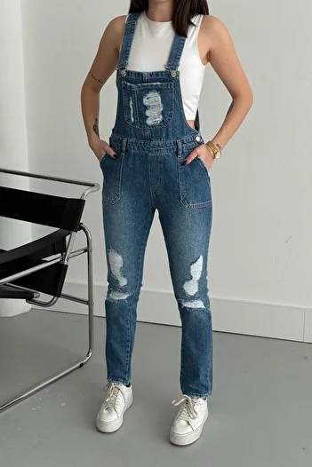 XRAY JEANS Γυναικεία τζιν φόρμα Gardener Blue Jeans με λουράκια και τσέπες