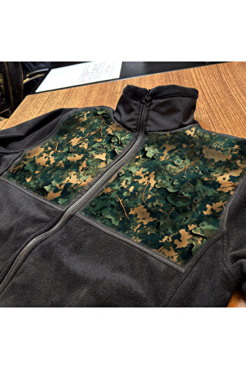 Crea Eymer Wear Camouflage Wood Military Design Non Pilling Full Zipper Softshell Fleece