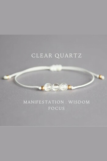NBS Beautiful Naturel Stones Crystal Quartz Positive Energy,Nazar, Luck Natural Stone Handcrafted Design Bracelet