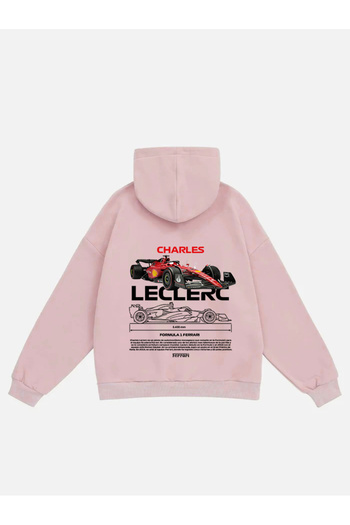 Mad&Calf Unisex φούτερ Charles Leclerc με στάμπα με κουκούλα Fleece Oversize