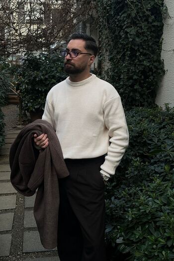 Livio Ferri Omar Men's Crew Neck Thick Knitwear Sweater
