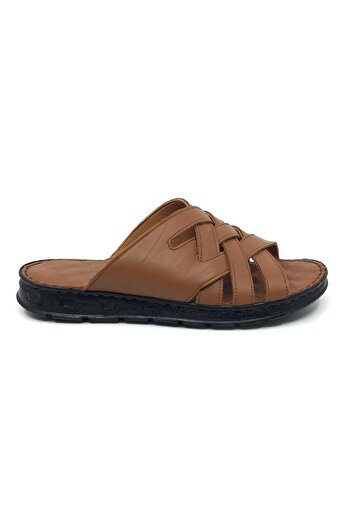 Taşpınar Ayakkabı Taşpınar 100% Leather Orthopedic Men's Summer Comfortable Slippers 40-45