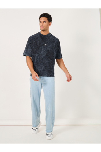 Styli Premium Cut and Sew Panelled Acid Washed Jersey T-Shirt