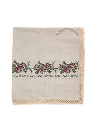 TUNCAY TEKSTİL 220 Cm Cross Stitch Sofa Bed Sofa Cover Purple Cross Stitch Embroidered Canvas Couch Cover