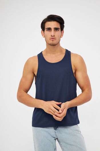 Moda Işık Navy Blue Printed Men's Sports Tank Top
