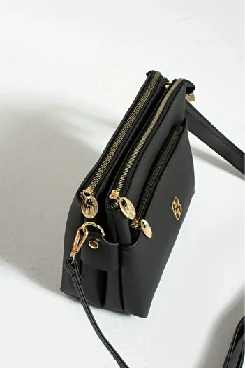 MAC&MOS Women's Black 3-Compartment Shoulder Bag