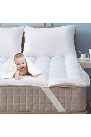 KOZZY HOME Four Corner Elastic Sleeping Pad, 100% Micro Cotton Fabric, Siliconeized Fiber Filling