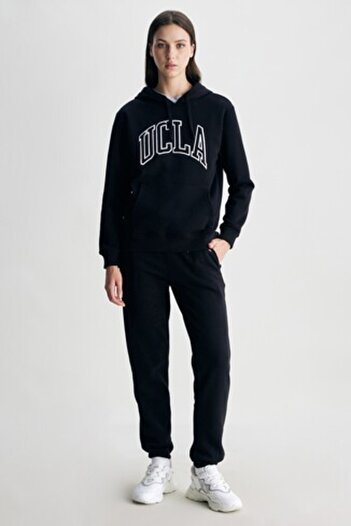 UCLA Jules Black Comfortable Leg Embroidered Raster Standard Fit Women's Tracksuit Bottom