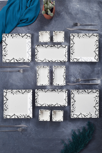 Piatti Naturali 12 Pieces 4-Person Marble Breakfast Set Handmade Breakfast Presentation Set Serving Plates