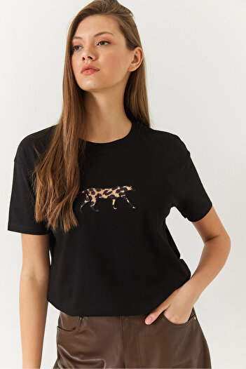 Bianco Lucci Γυναικείο μπλουζάκι Leopard Printed - 60602006