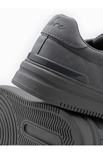 OMBRE Lässige, solide Herrenschuhe aus Öko-Nubukleder - grau V3 OM-FOCS-0151 45
