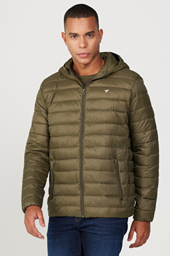 AC&Co / Altınyıldız Classics Men's Khaki Standard Fit Normal Cut Hooded Coat