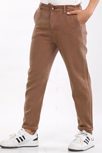 ModiClas Boys' Trousers - 100% Cotton Denim Half Elastic Laced Leg Fold
