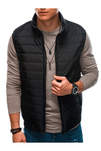OMBRE Men's quilted vest V59 - black M
