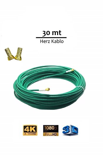 Vwin 30 Metre Rg6/U4 Gold Uçlu Herz Anten Kablosu Full HD 3D 4K 1080 (HAZIR TAK KULLAN)