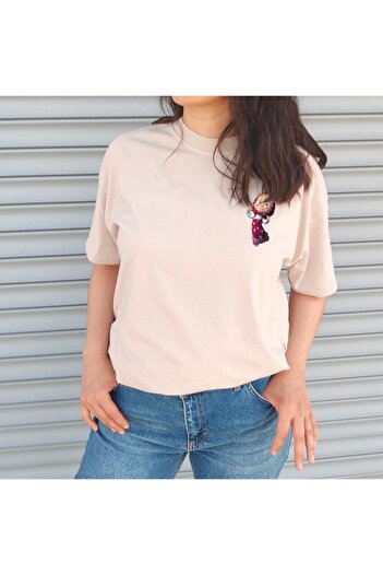 CC STORE Μπεζ Oversize Unisex T-Shirt Με Τύπωμα Baby Jerry