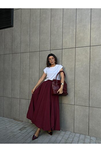 minaaise Fusta cu balon lungă, elastică, roșu Claret, 29004