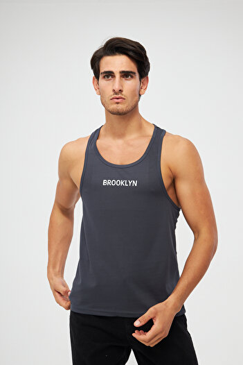 Moda Işık Men's Athlete Printed Athlete - Anthracite Color